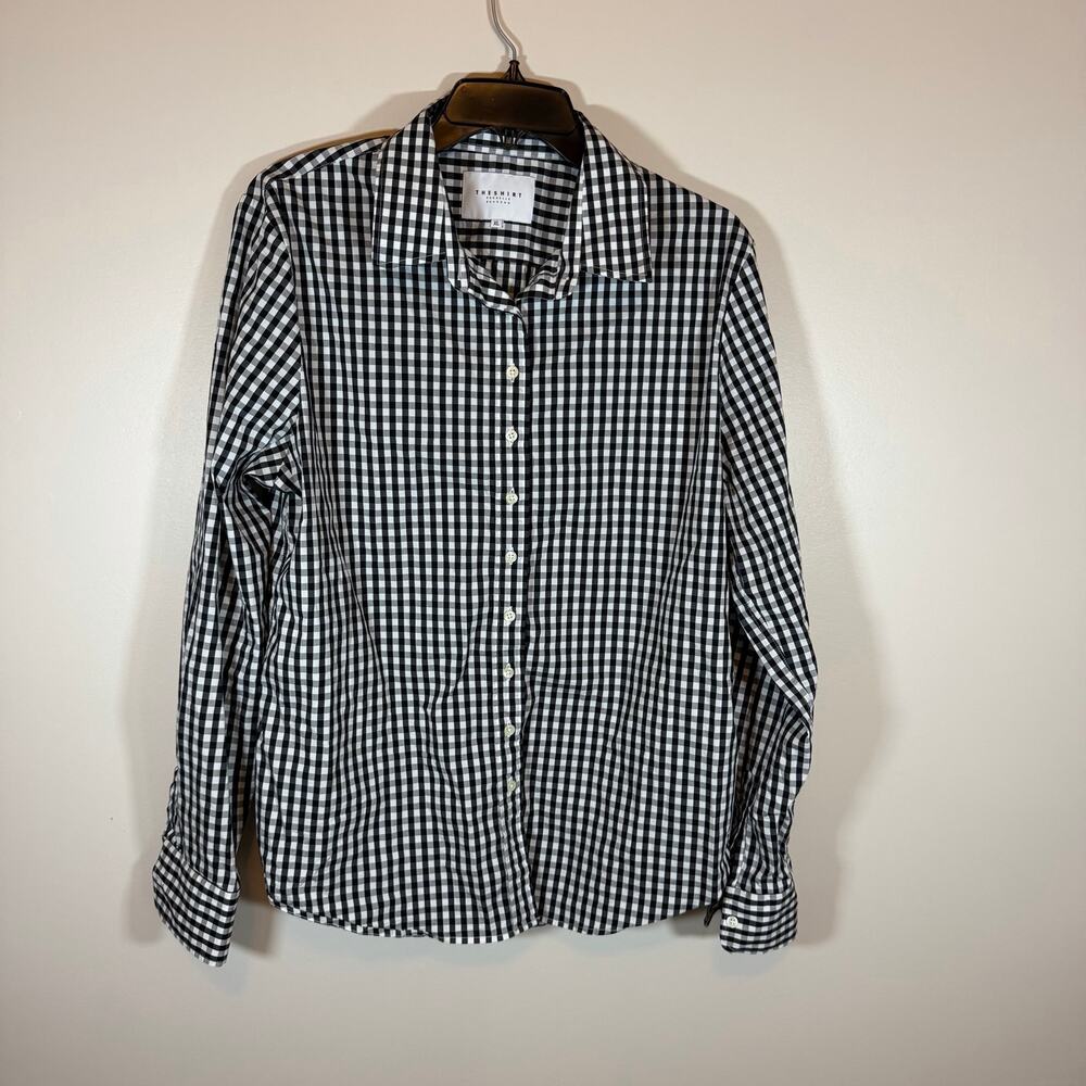 The Shirt Rochelle Behrens The Icon Shirt Black Gingham Womens XL Classic Check